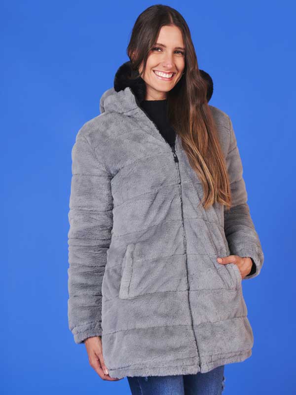 Chamarra térmica, suave para dama color gris