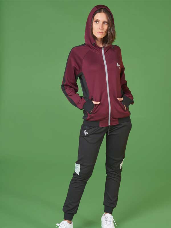 Sudadera deportiva de dama, color guinda